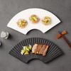 Durable Fan Shaped Striped Plate Japanese Style Dessert Tray Storage Tray Hotel Table