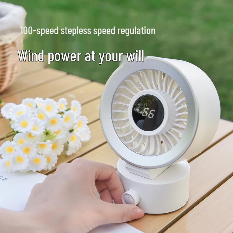 USB Rechargeable Silent Desktop Fan with Digital Display