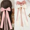 2PCS Long Ribbon Bow Clips For Girls Double Bowknots Tassel Hairclips Barrettes Kawaii Pins Kids Women Hair Accessories