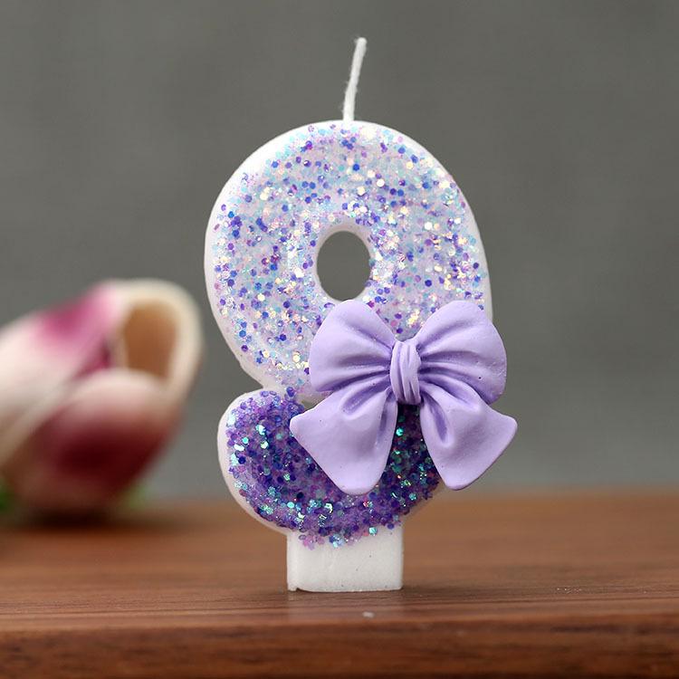 Cute Pink Bow Children's Birthday Candle Decoration for Cake