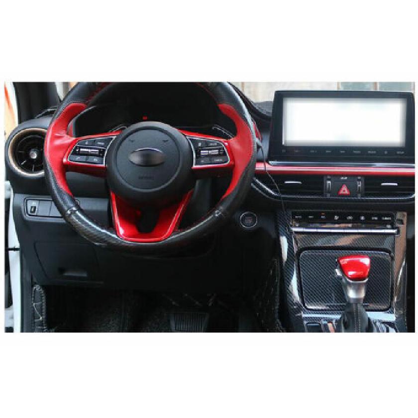 For Kia Seltos 2020-2021 Red Steering Wheel Button+Console Gear Shift Knob Cover