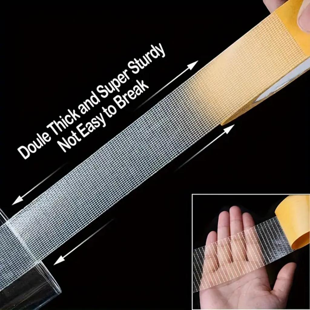 10 м Высокопрочная Двусторонняя Лента Сверхпрочная Тканевая Клейкая Лента для Ковра Настенных Наклеек Лента-сетка Ремонт дома