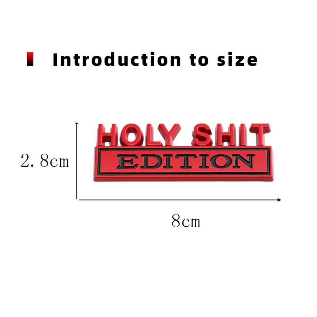 1Pc 3D Metal Holy Shit Edition Logo Car Front Grille Badge Side Fender Rear Trunk Emblem Sticker Decal
