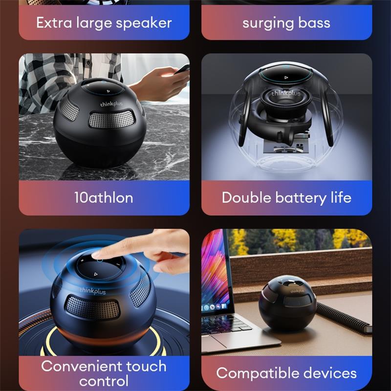 Lenovo TS5 Bluetooth 5.3 Динамик Сабвуфер Портативный плеер Объемный звук Динамик Открытый долговечный громкоговоритель