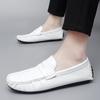 FashionGlossy Loafers Men Luxury Brand Moccasins Shoes Men Leather Loafers Shoes Slip On Non-slip Driving Loafers for Men Big Size38-48