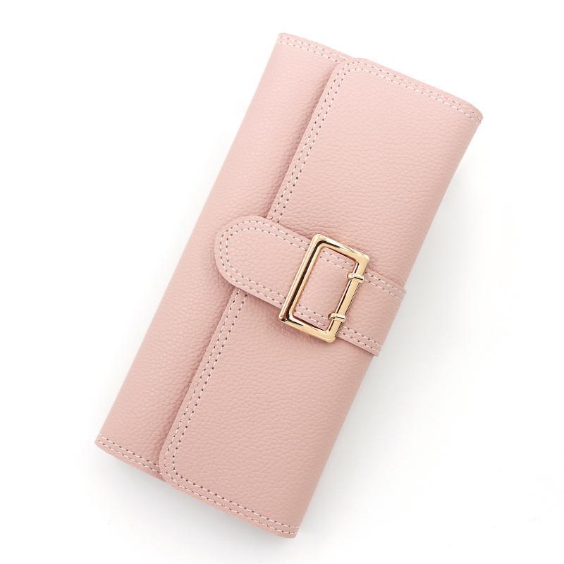 Ladies Pu Leather Slim Wallet With Three Fold Design For Daily Use