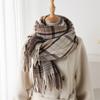 Imitation Cashmere Classic Brown And Black Plaid Warm Shawl Scarf Autumn And Winter Fashion Atmosphere Versatile Fringed Scarf