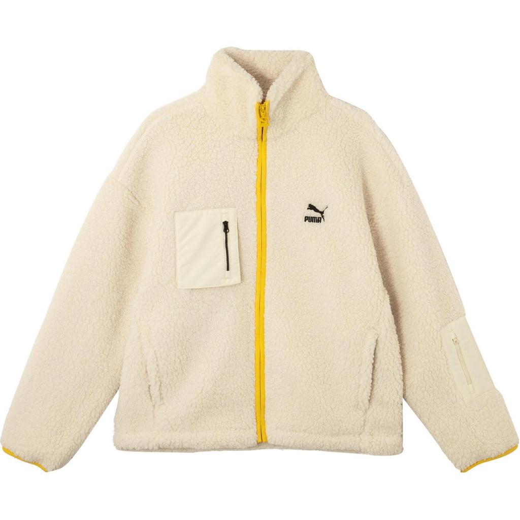 Puma Флисовая куртка с длинным рукавом и логотипом, повседневная, с воротником-стойкой, мужские куртки, цвет Off-White 539231-93