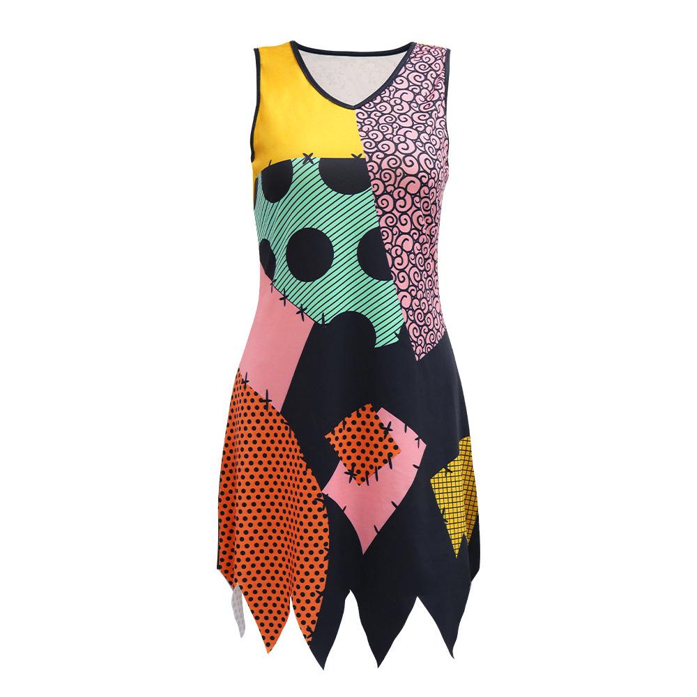 Halloween Cosplay Dress Party Horro Costume Sally Woman Sleeveless Sexy Dresses Female Gothic Clothes