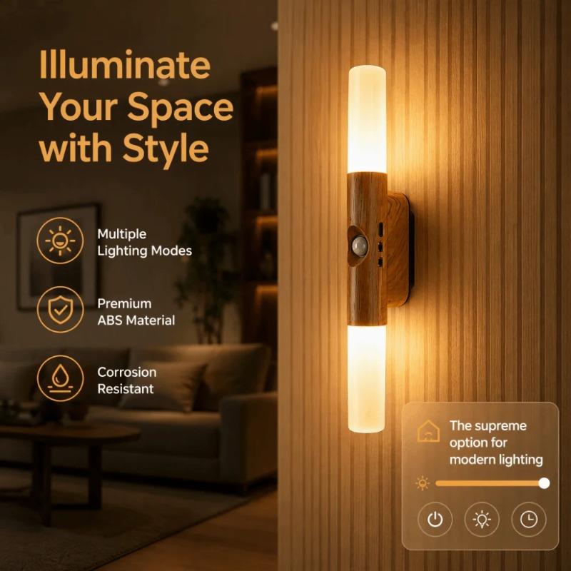Wireless Sensor Night Light 3/7 Colors Changing Rechargeable Wall LED Lamp USB Charging Magnetic Sticker RGB Gradient Wall Lamp