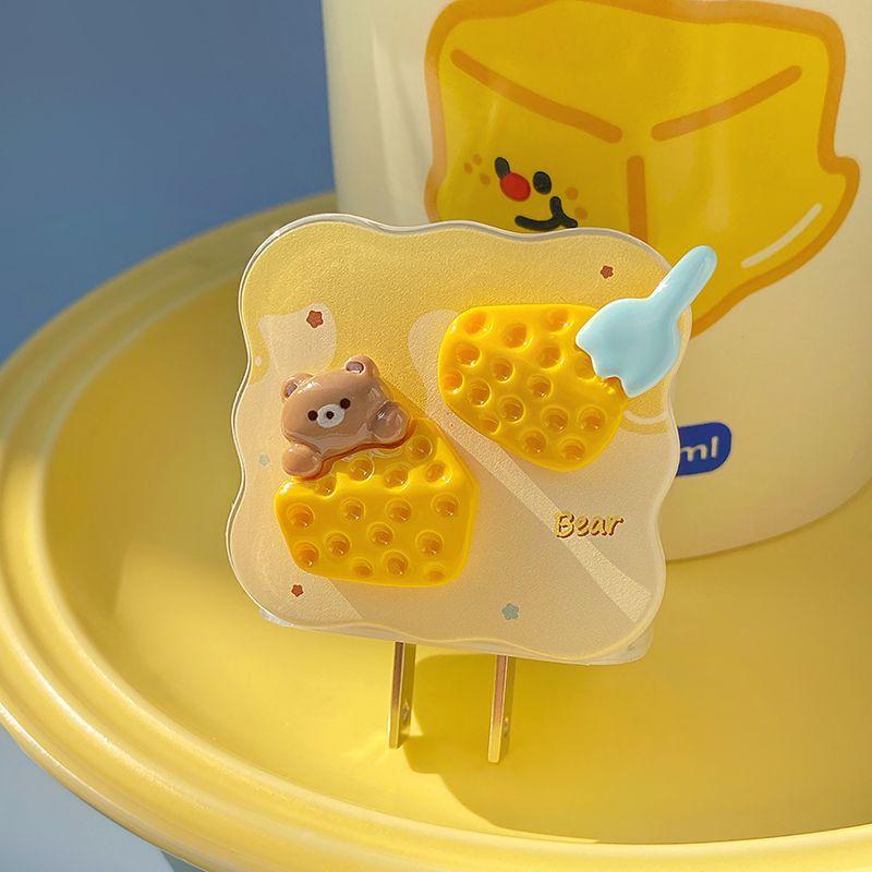 Защитный чехол для зарядного устройства Cute Honey Cheese Bear Image для iPhone 14promax, противовзломное зарядное устройство с 15 13 11 18/20 Вт