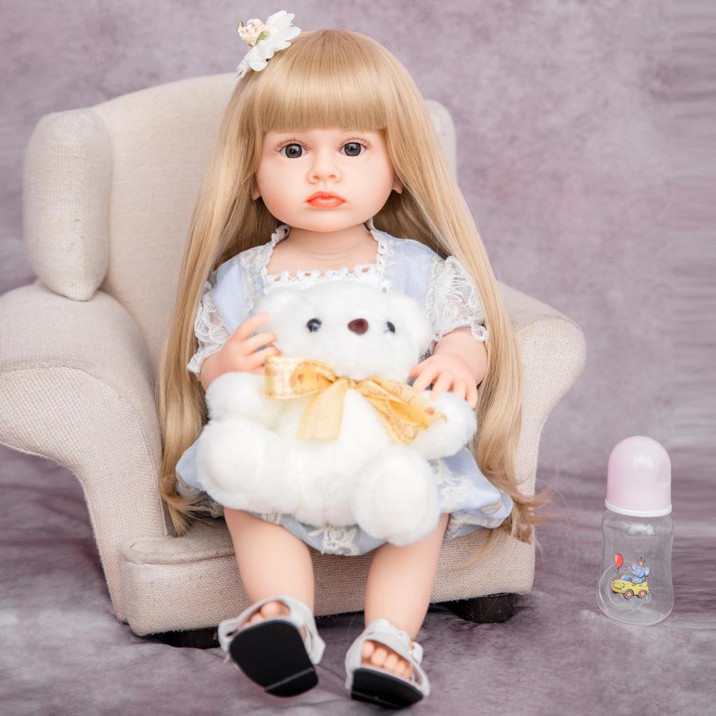 KEIUMI Кукла-реборн, игрушка 55 см, изготовлена из полностью силиконового винила KEIUMI, водонепроницаемая кукла Bebe Girl с длинными волосами, детские подружки по играм