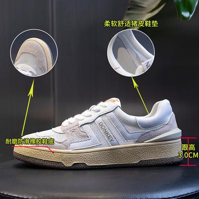 Кожаная повседневная обувь, женская весна 2025, новая дышащая спортивная маленькая белая обувь, женская обувь на плоской подошве с прозрачной сеткой для бега