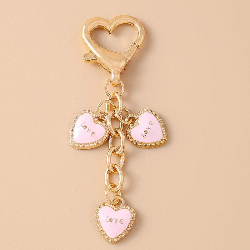 Aihua Милый розовый брелок в виде сердца любви, жемчужная бабочка, подвески-кольца для ключей в виде сердца для женщин, девочек, декор для сумок, подарок для DIY-украшений