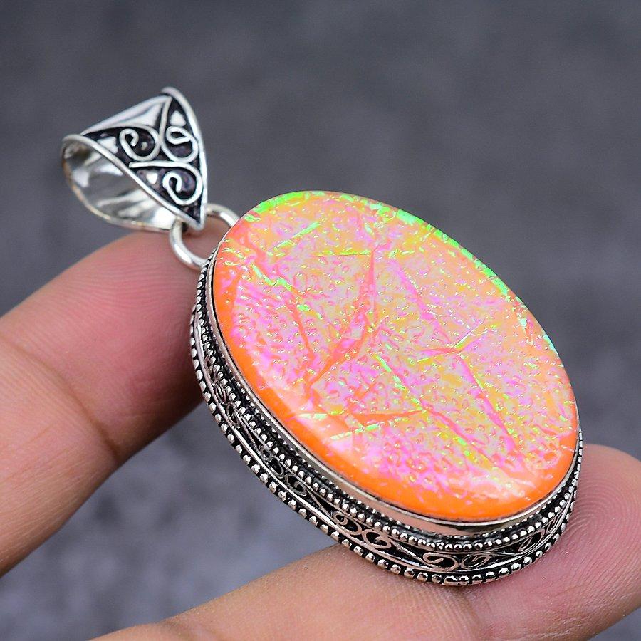 Подвеска из натурального оранжевого триплетного опала из стерлингового серебра 925 пробы 2,25 дюйма O3z20