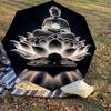 1pc Buddha Lotus Automatic Open/Close Umbrella Compact Folding Umbrella with 8-Rib Shaft for Women/Men, Elegant Birthday1167S