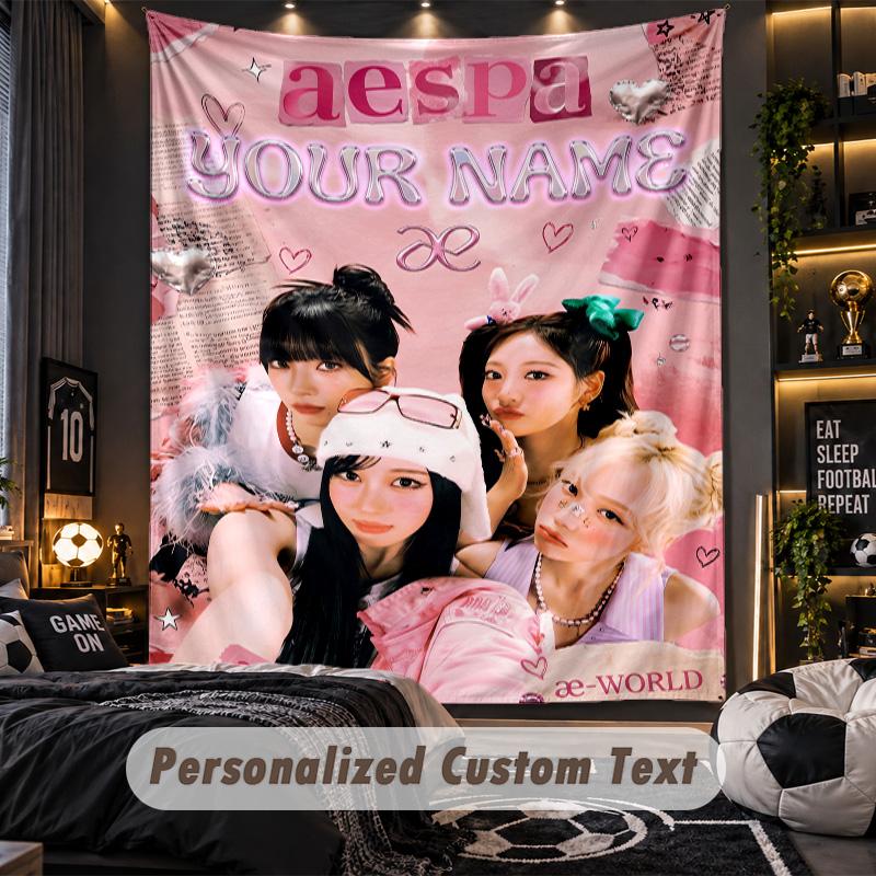 Personalized Wall Tapestry,aespa Custom Printed Name, Fabric Wall Art For Indoor Room Backdrop