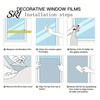 Stained Glass Window Film Geometric Privacy Retro Pattern Static Cling Moisture-proof Frosted Removable Waterproof for Bedroom Bathroom Kitchen