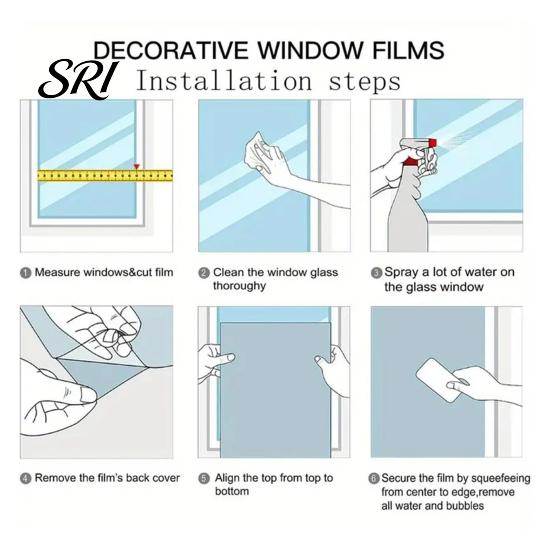 Stained Glass Window Film Geometric Privacy Retro Pattern Static Cling Moisture-proof Frosted Removable Waterproof for Bedroom Bathroom Kitchen