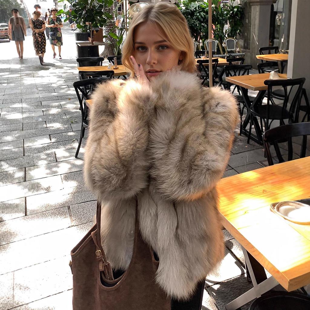 Popular Imitation Fox Fur Fur Fur Jacket Women'S Stand-Up Collar Short Furry Coat To Keep Warm