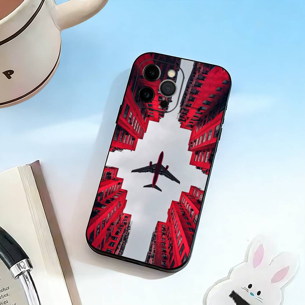 A-Самолет Самолет Чехол для телефона для iPhone 17, 16, 15, 14, 13, 12, 11 Plus, Pro Max, Другие Мягкий черный чехол