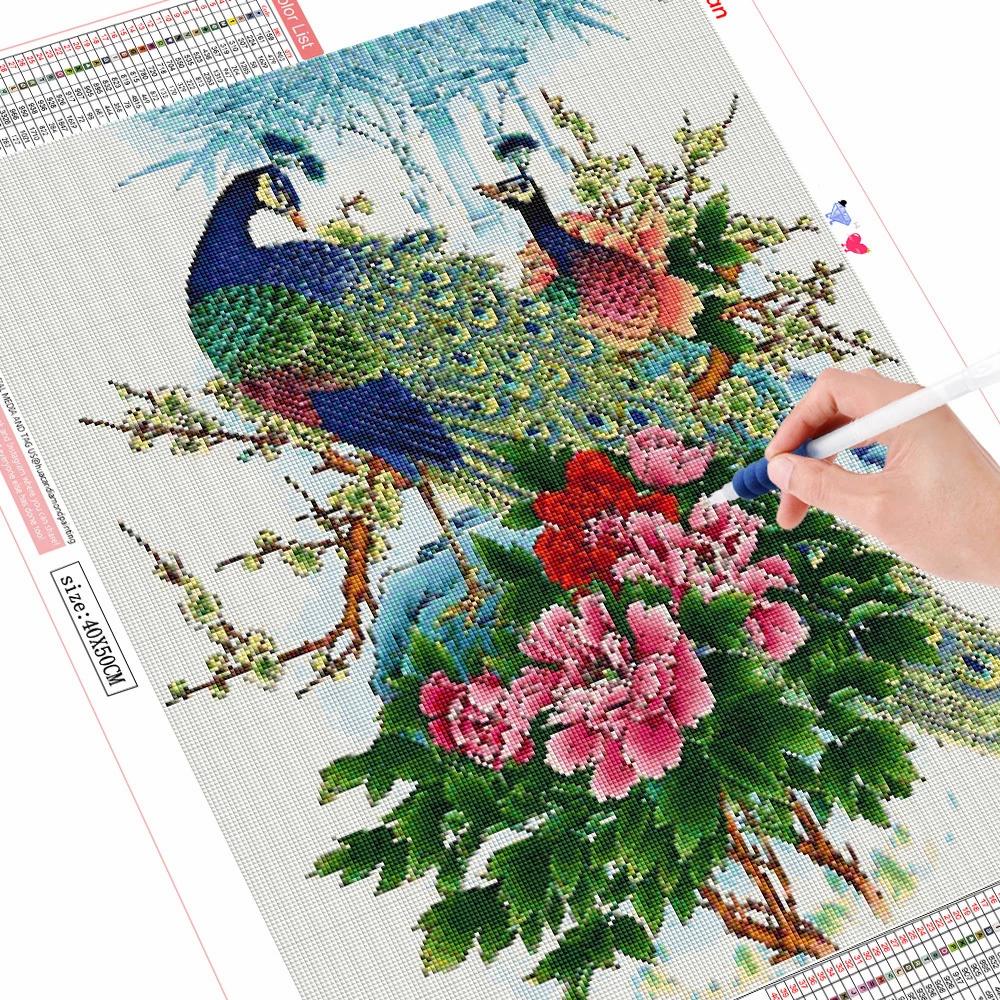 Полный дрель квадратная алмазная живопись Павлин картина со стразами Алмазная вышивка животное вышивка крестиком Декор для дома