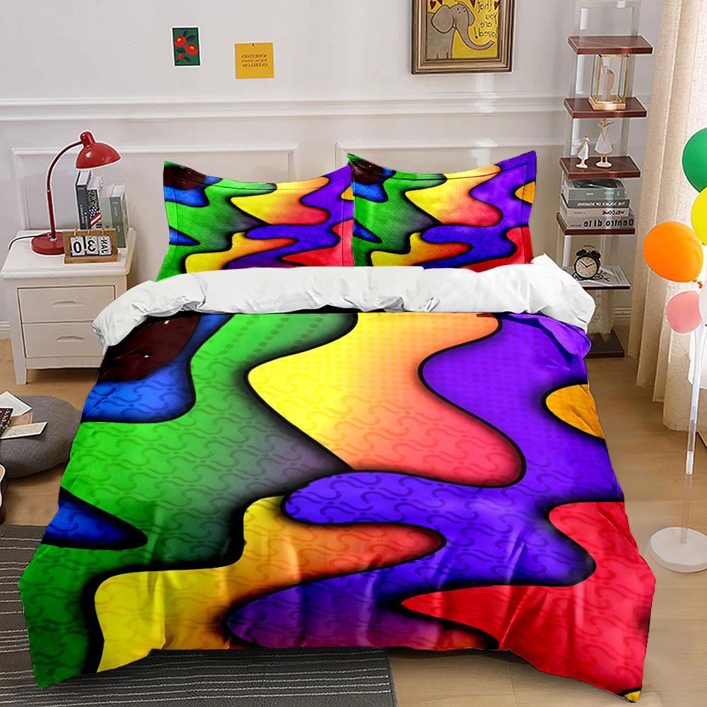 Abstract multicolor wave shapes. Bedding sets Duvet cover sets Duvet covers Pillowcases(1 * Duvet Cover 2 * Pillowcases without duvet insert)