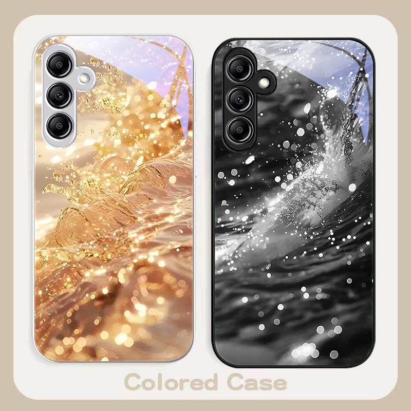 Текучее Золото Черное Для Samsung Galaxy A01 A02 A03 Core A04 A14 4G A13 54 34 31 20 25 23 22 5G S21 Ultra S20 Стеклянный Чехол для Телефона