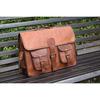 Men's Goat Leather Messenger Real Satchel Bag Genuine Laptop Brown Briefcase