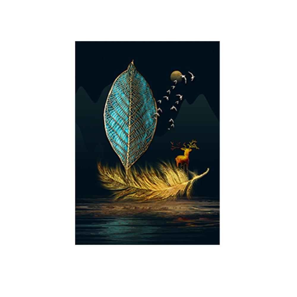 Современный Роскошный Зеленый и Золотой Стиль Печать на Холсте Плакат Настенные Панно Домашняя Живопись Декор Спальня Гостиная Отель Ресторан 3 Шт.