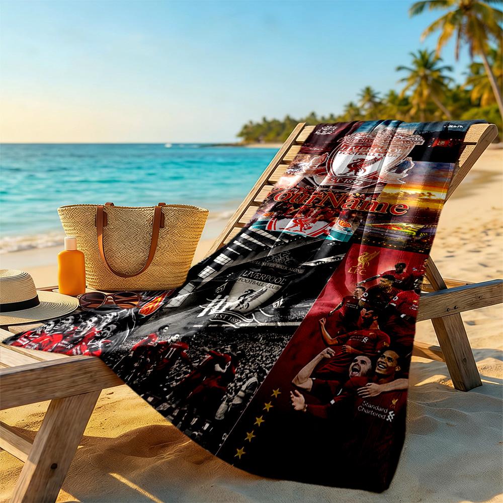 Liverpool Customized Name Beach Towel Super Soft & Absorbent Ideal for Travel Outdoor Swim Pool Yoga Surf Camping Hiking Gym Gift Holiday