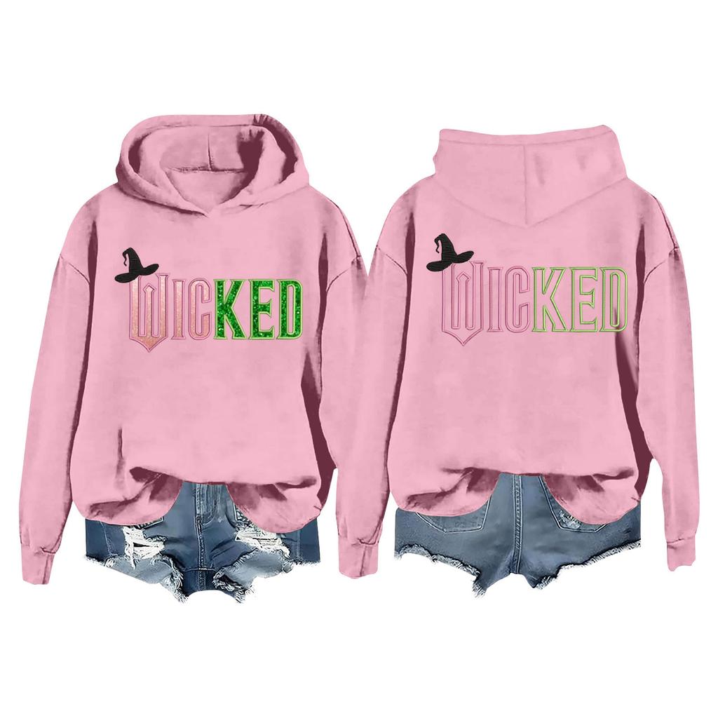 Женская модная повседневная кофта с длинными рукавами и принтом ведьмы с капюшоном