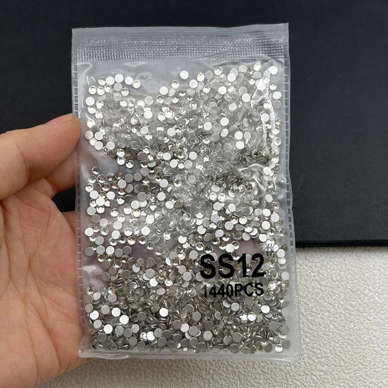 1440Pcs/bag AB/Clear Round Mini Nail Diamond SS3-SS20(1.3-4mm) FlatBack Non-Hotfix Nail Crystal Crystal Clear AB Manicure Glass