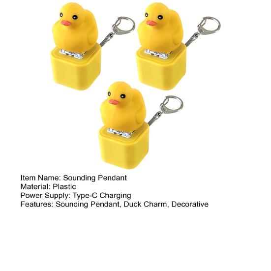 1/2/3Pcs Ducky Caps Keychain Fidget Toy Sounding Pendant Stress Reliever Duck Keyboard Fidget Toy Keychain