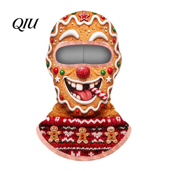 Winter Skiing Balaclava Velvet Face Mask for Christmas, Santa Snowman Reindeer Elf Balaclava, Cold Weather Guard Windproof Neck Gaiter Outdoor