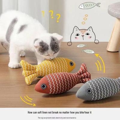 Игрушка-рыбка с кошачьей мятой для жевания: Прочное и увлекательное развлечение для котят, помогающее им справиться со скукой.