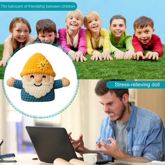 Pocket Hug Gnome Handmade Crochet Gnome with Inspirational Positive Card Mini Stress Relief Companion Doll Encouragement Gifts for Family Friends