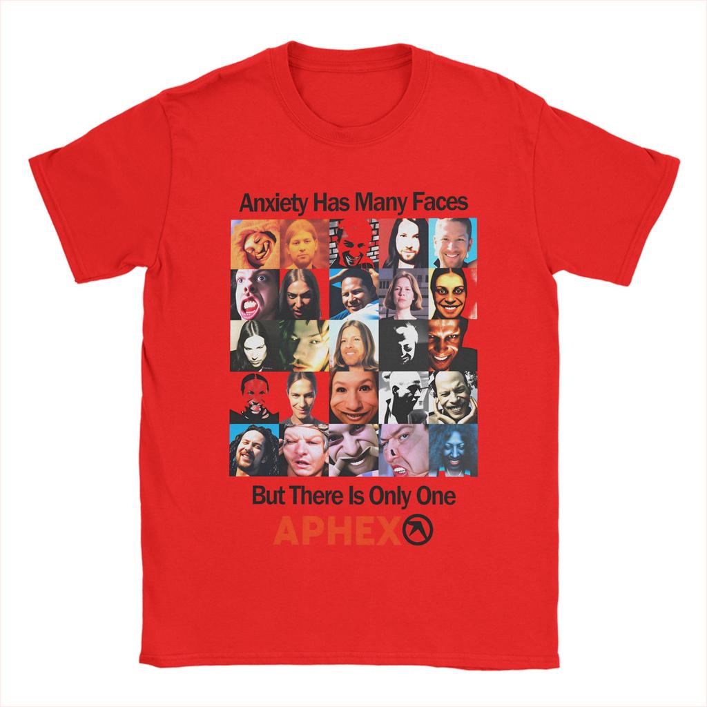 Anxiety Has Unisexy Faces Aphex Twin Unisex T Shirt Funny Tee Shirt Short Sleeve Crewneck TShirt Cotton Summer Clothes