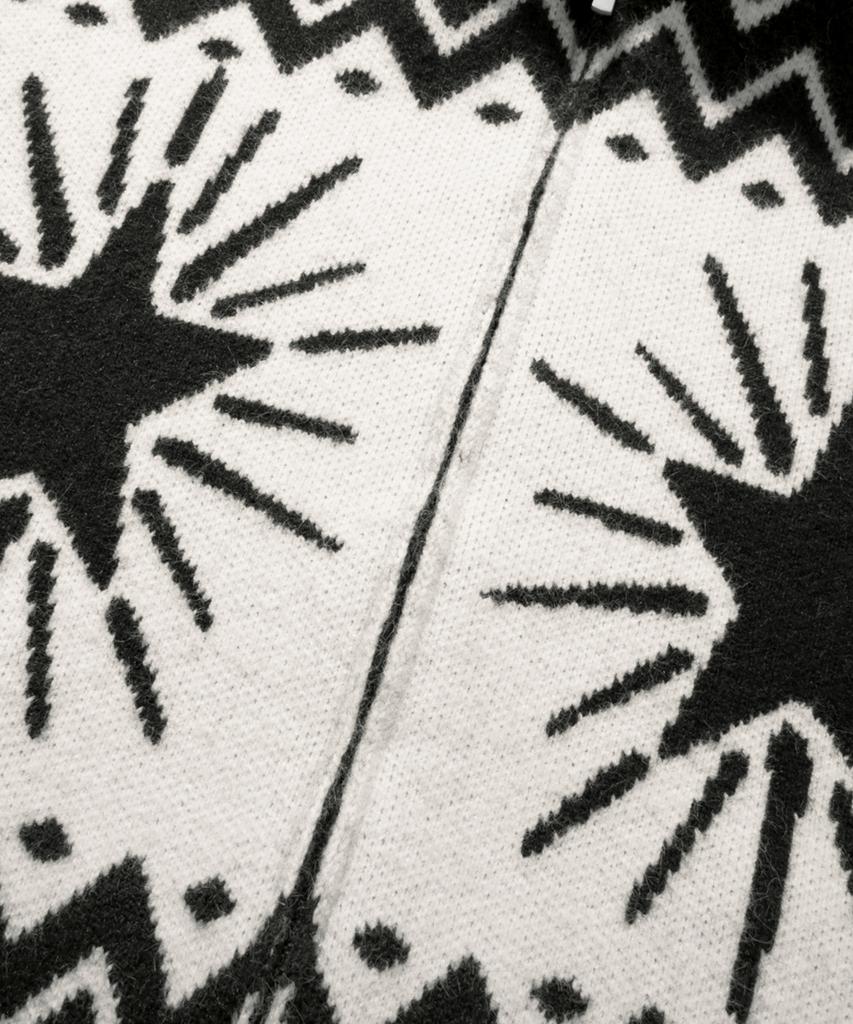 TRILLION Washable Wool Star Nordic Hooded Zip-Up Knit_Black