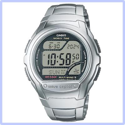CASIO Радиоуправляемые часы, Модель WV-58RD-1AJF Дизайн с мировым временем, Мужские Серебристые, Водонепроницаемость 5 АТМ