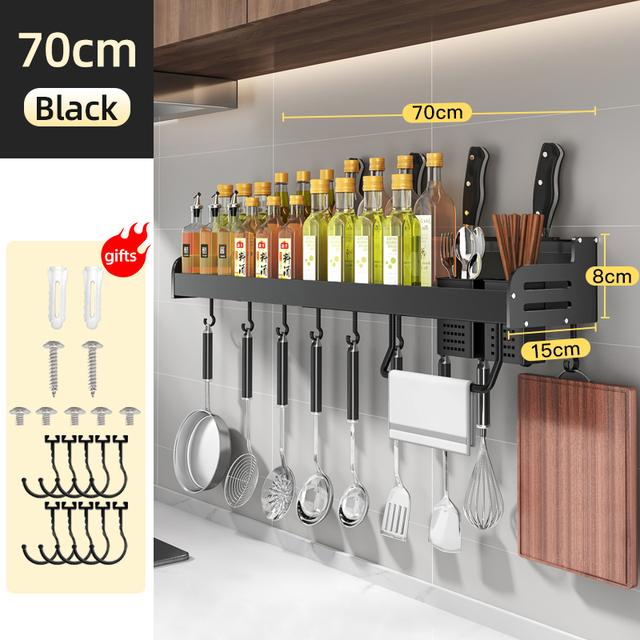 Kichen Organizer Spices Aluminum Multifunction Kitchen Shelf Storage Rack Wall-mounted Kitchen Organizer for Spices
