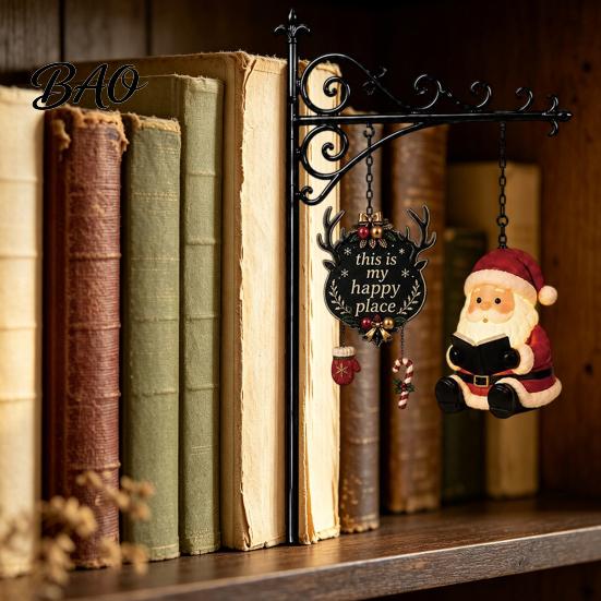 Holiday Gift for Friends 2PCS Christmas Bookshelf Lamp, Resin Santa Claus Elk Snowman Hanging Light Bedroom Light, Multi-Color Lighting Wall