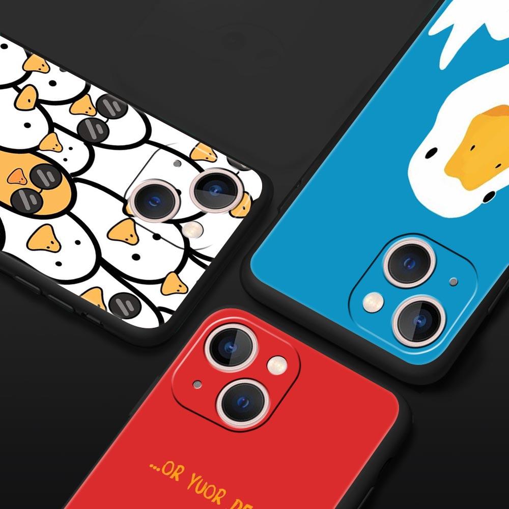 Роскошный чехол для телефона iPhone 15 14 11 Pro Max 13 12 XS X XR SE3 7 8 Plus, противоударный чехол с изображением милого гуся или утки