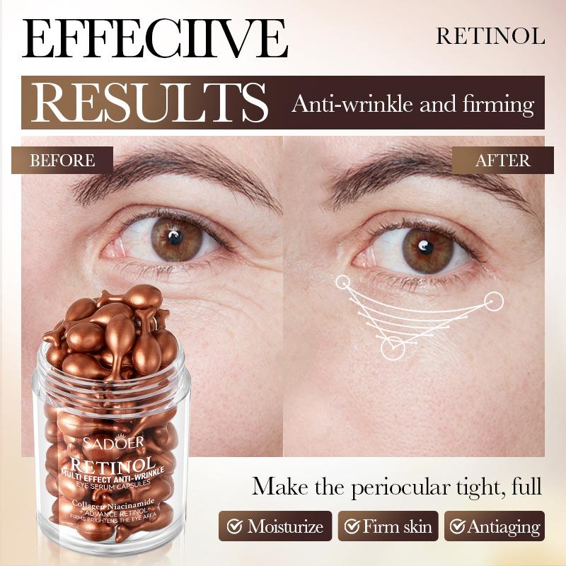 Крем для кожи вокруг глаз с ретинолом и коллагеном, 45 капсул, сыворотка, увлажняющая, укрепляющая, против мелких морщин, против старения, с ниацинамидом от темных кругов
