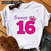 Queen's Birthday Numerically Printed Top Short Sleeve T-shirt Sweet and Cute Party Gift for Women Clothes T Shirt