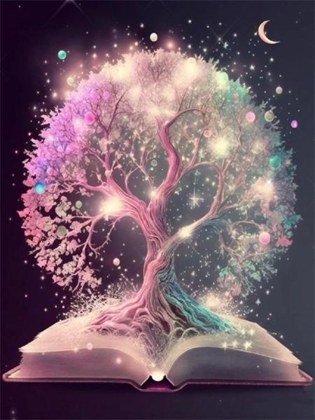 5D Diy Алмазная картина Фэнтези Дерево Вышивка Мозаика Книга Пейзаж Квадрат Круглый Домашний Декор