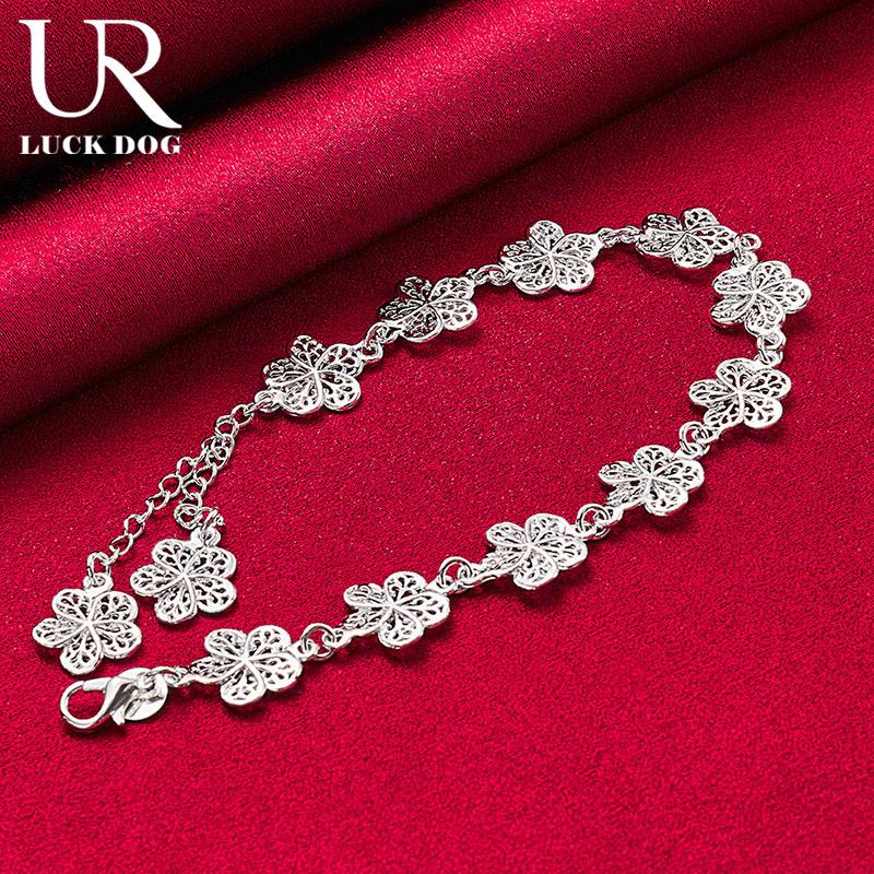 925 Sterling Silver Full Flower Bracelet Fashionable Wedding Jewelry