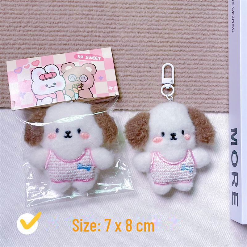 Брелок-подвеска в виде плюшевого мультяшного щенка с пищащим звуком, костью, креативной брошью и аксессуарами для волос