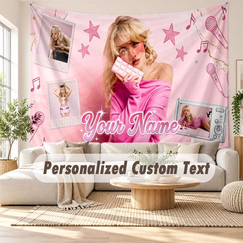 Custom Name Wall Hanging Tapestry,Sabrina Carpenter Decorative Backdrop Tapestry For Dorm Home