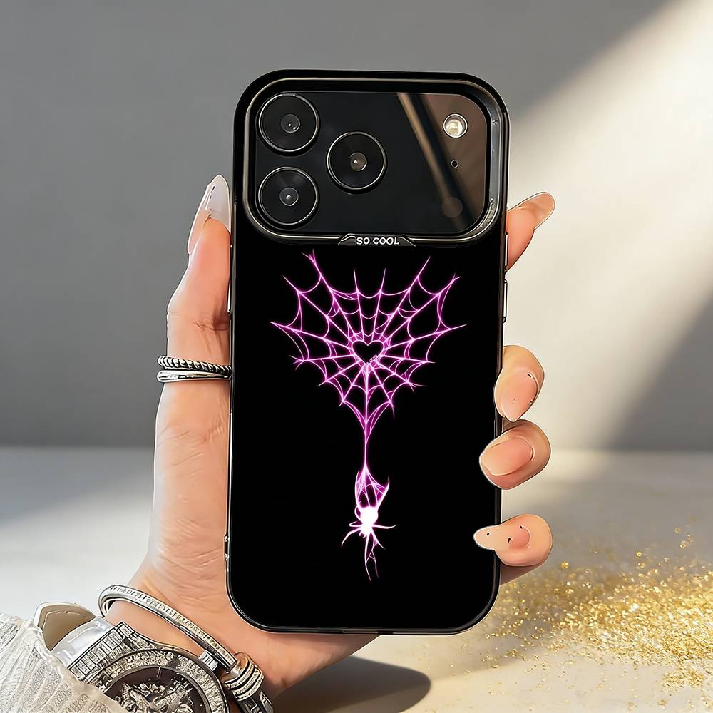 Крутой чехол для телефона S-Паутина H-Сердце Для iPhone17,16,15,14,13,12,11,Pro,MAX Серый Матовый Силиконовый Черный Чехол